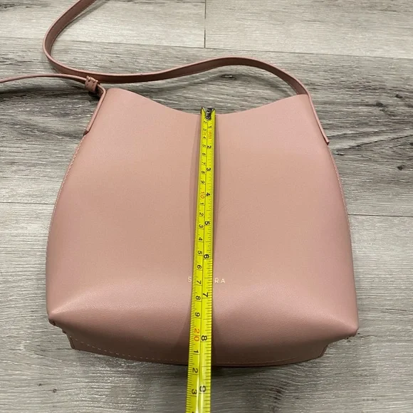 SAMARA Medium Off the Shoulder Bucket Crossbody Bag Pink Peony Vegan Leather - Picture 9 of 14